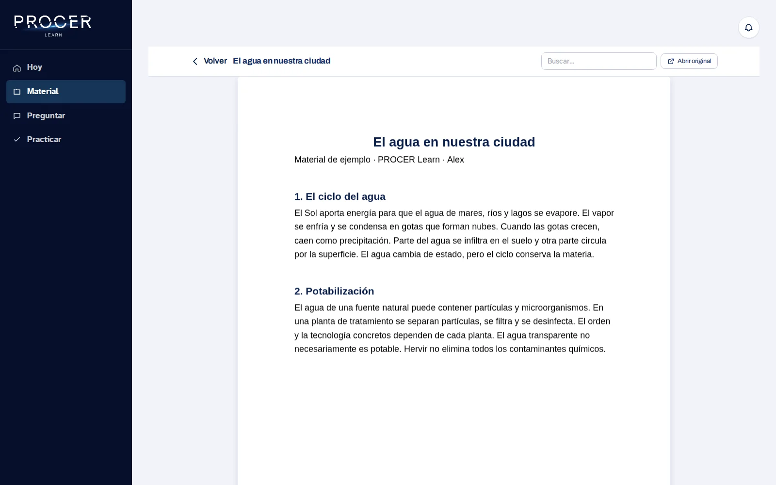 Captura de Learn: Leer un documento y volver al original