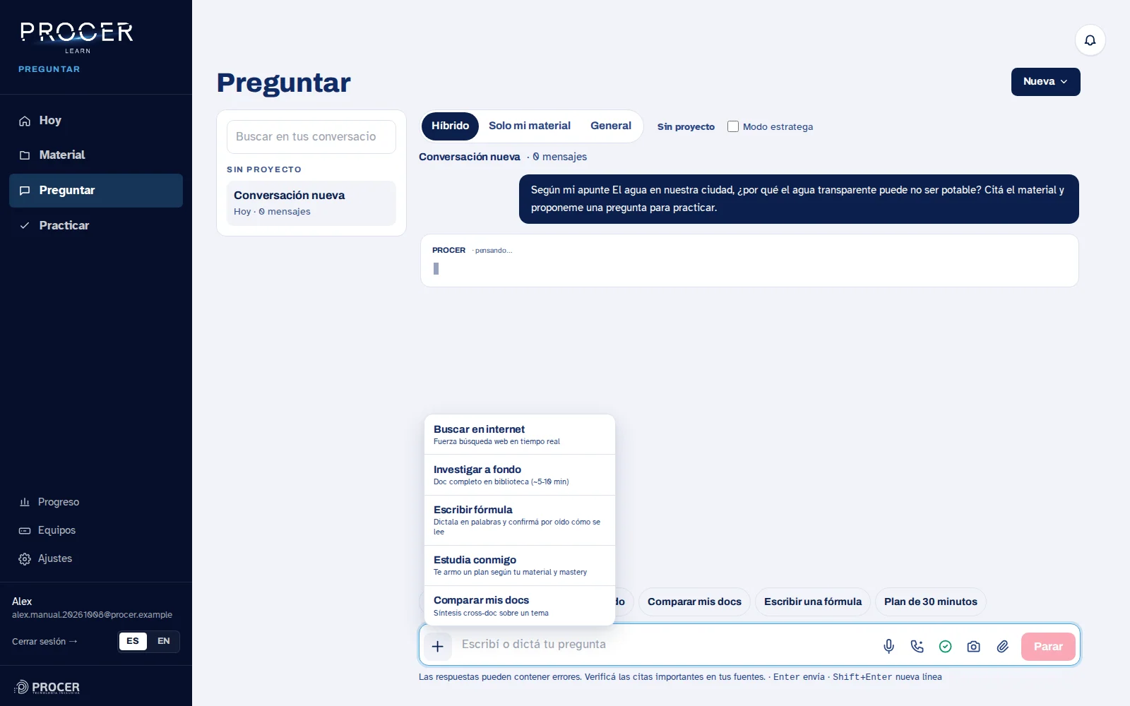 Captura de Learn: Elegí una acción explícita