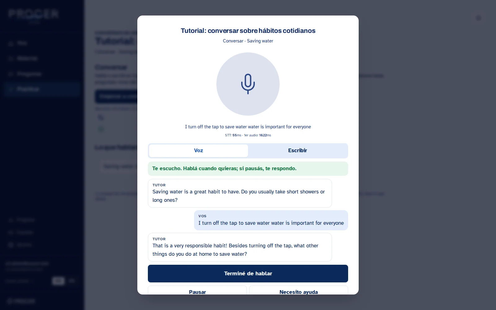 Captura de Learn: Interrumpí y manejá el turno