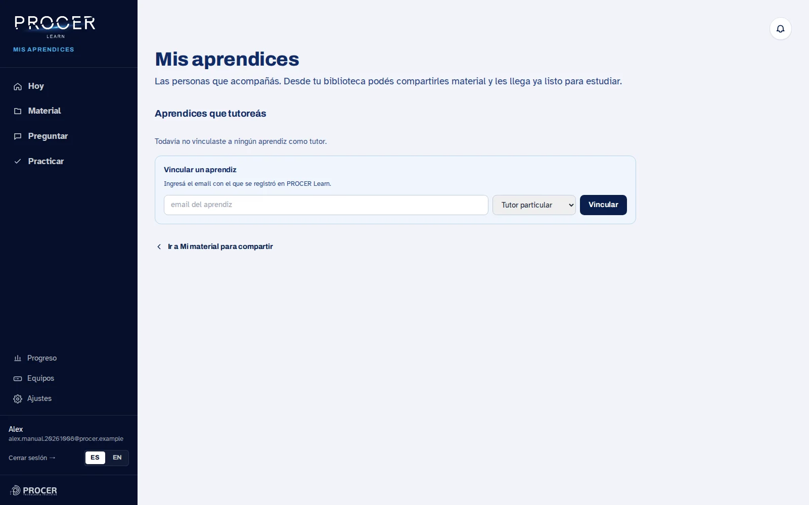 Captura de Learn: Acompañar a otra persona y compartir material