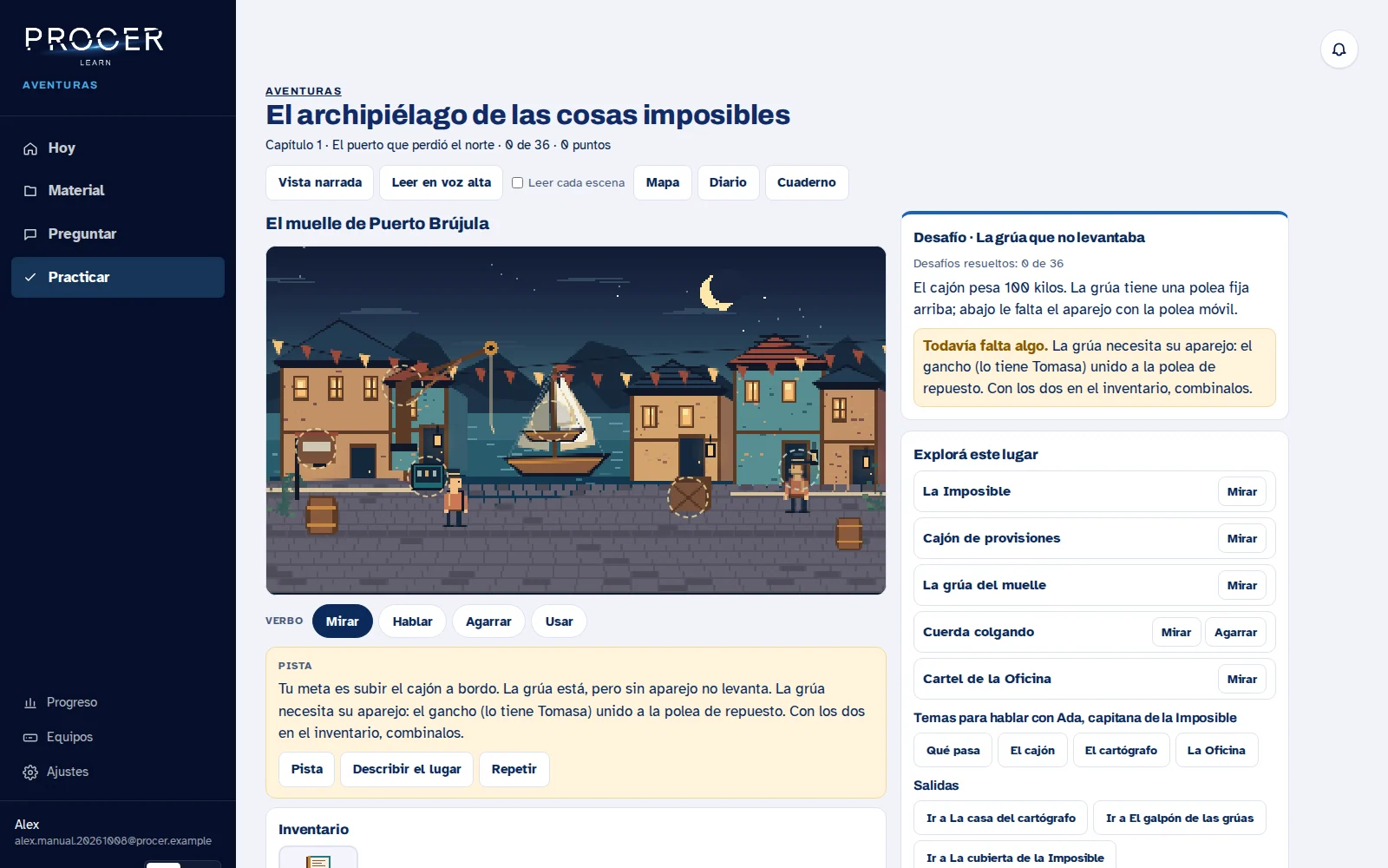 Captura de Learn: Usá el inventario