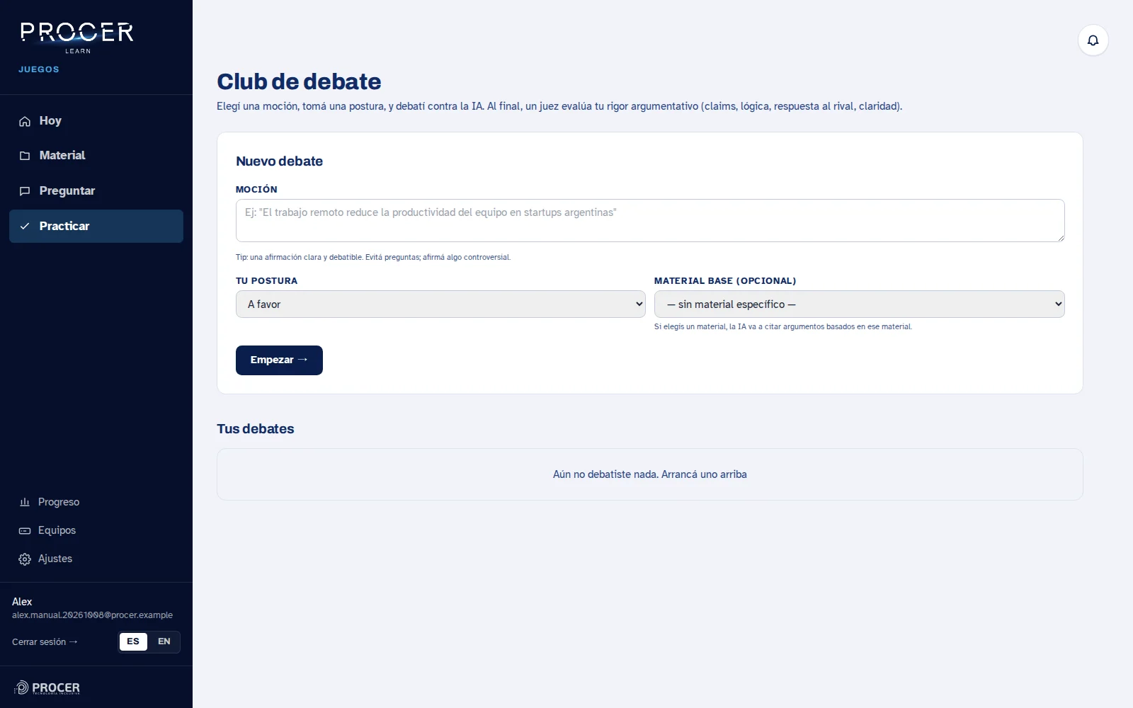 Captura de Learn: Retomá desde la lista