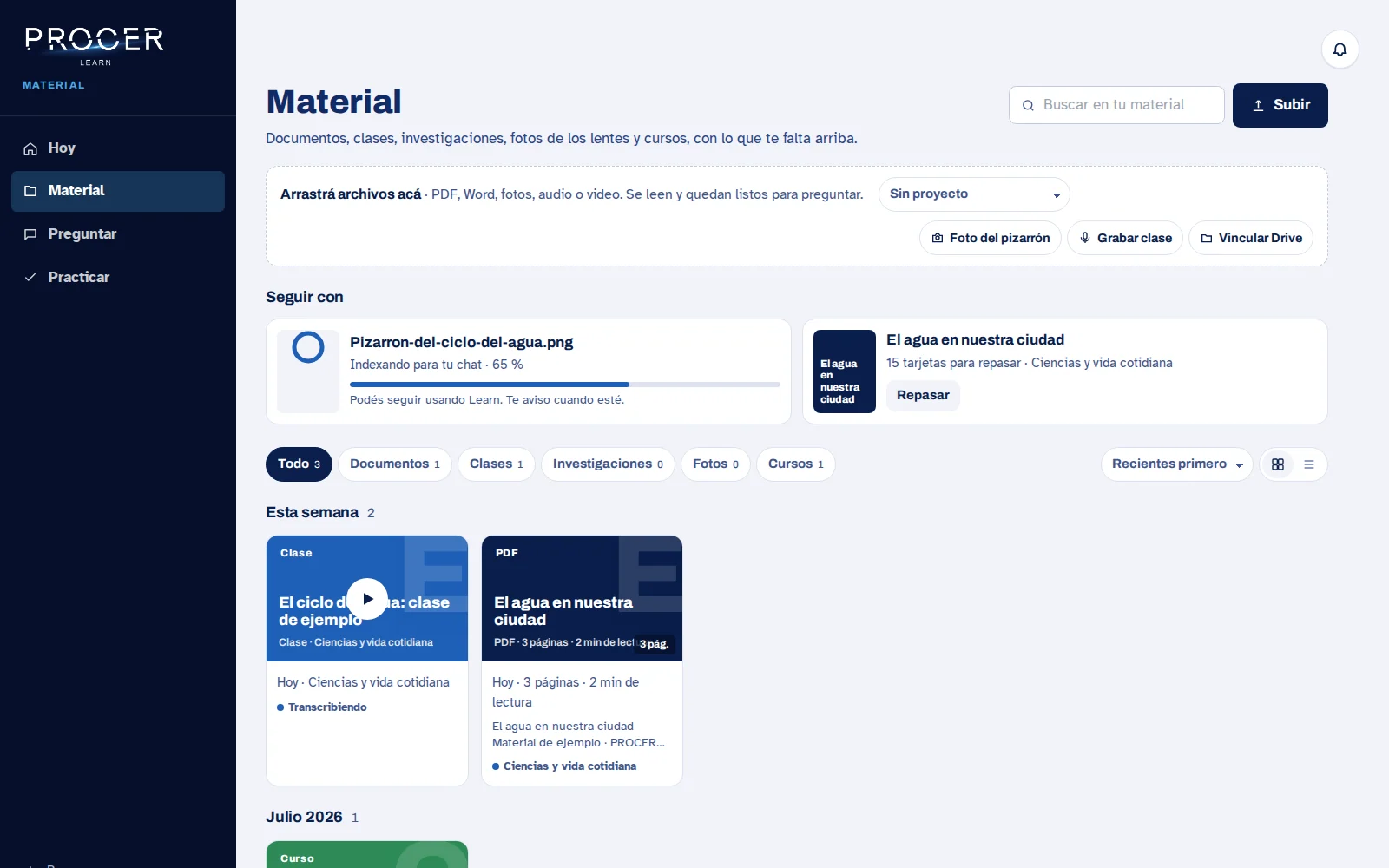 Captura de Learn: También podés subir una imagen