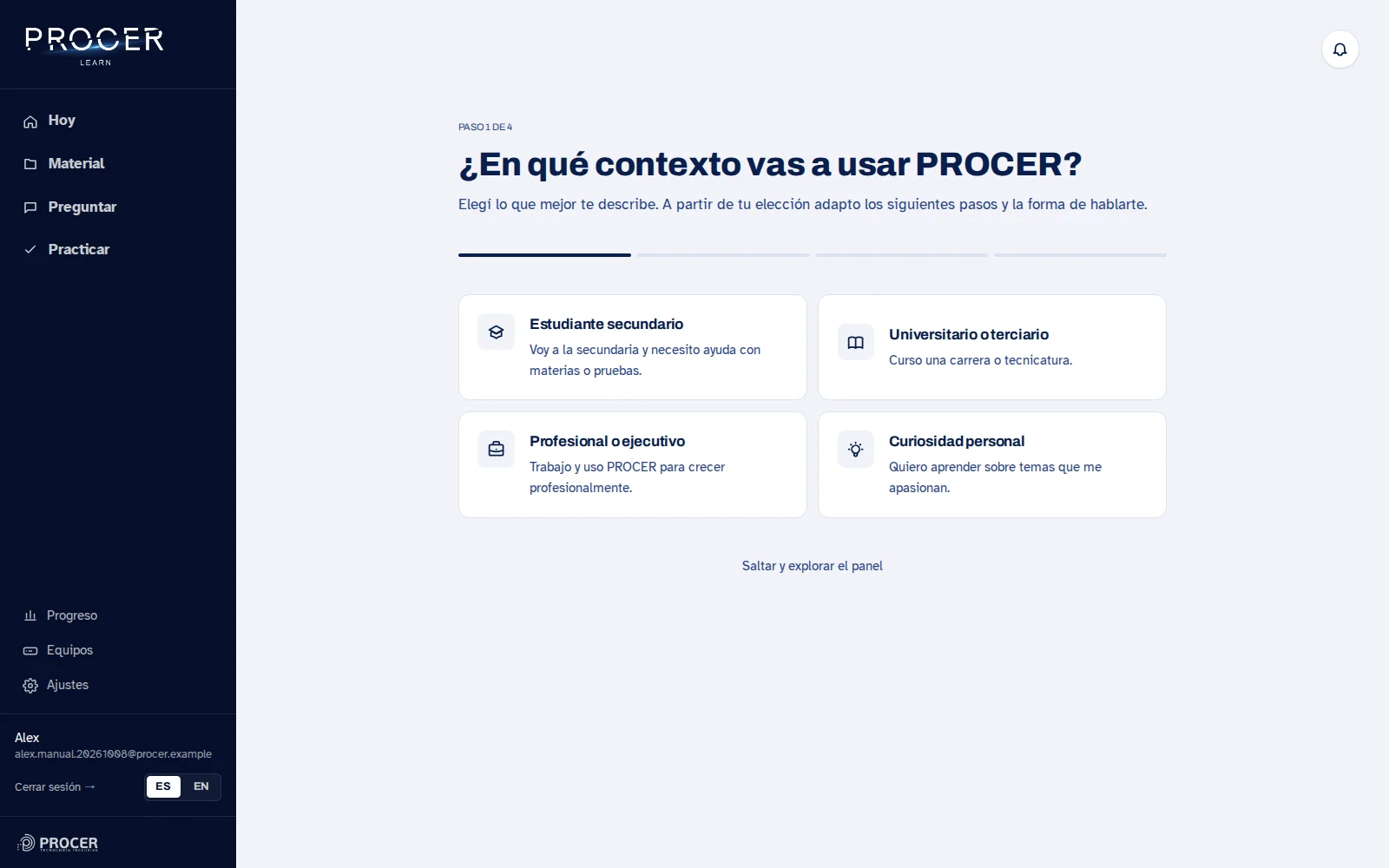 Captura de Learn: Definir un objetivo y un plan