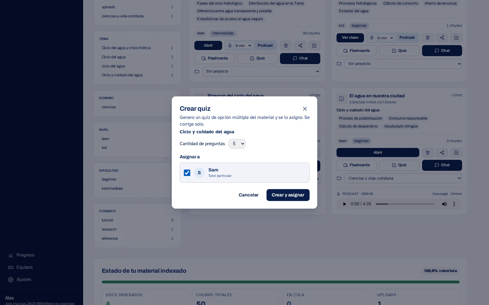 Captura de Learn: Asigná una práctica