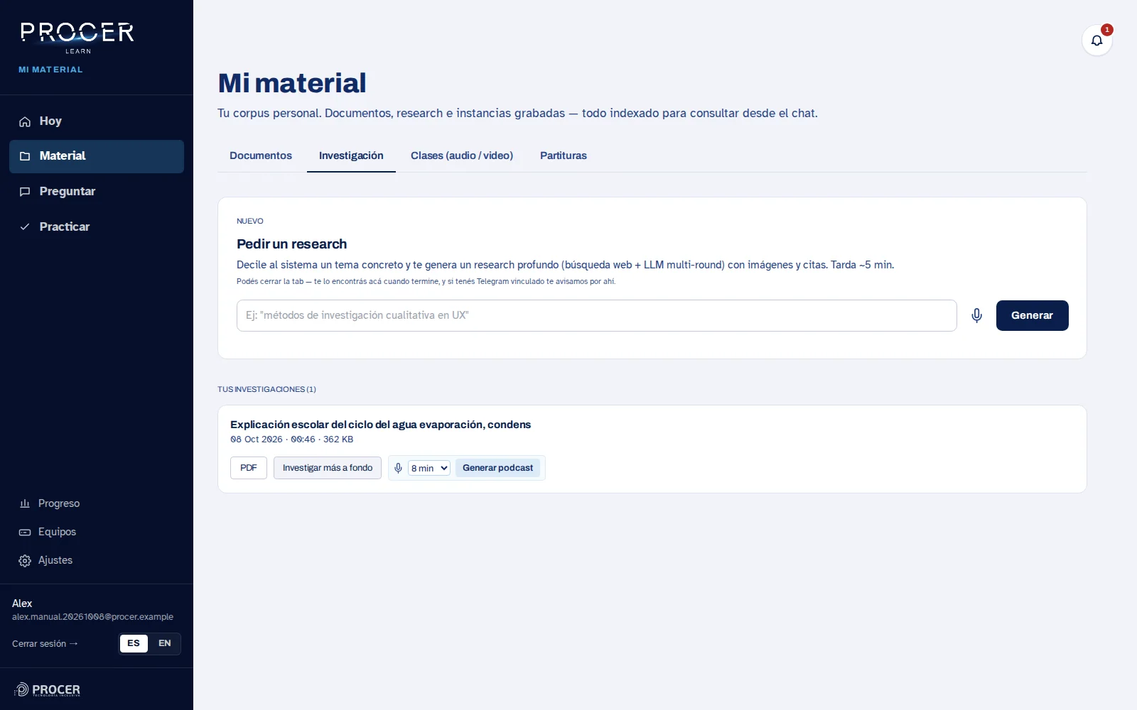 Captura de Learn: Leé y contrastá